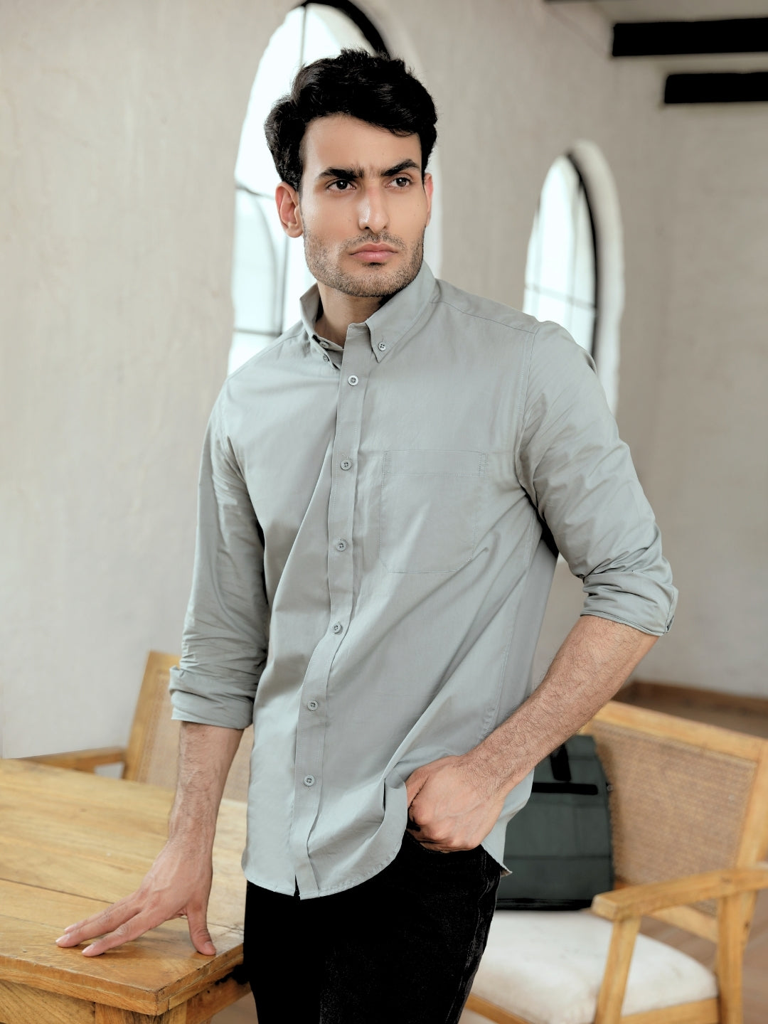 Pastel Pista Green Solid Shirt