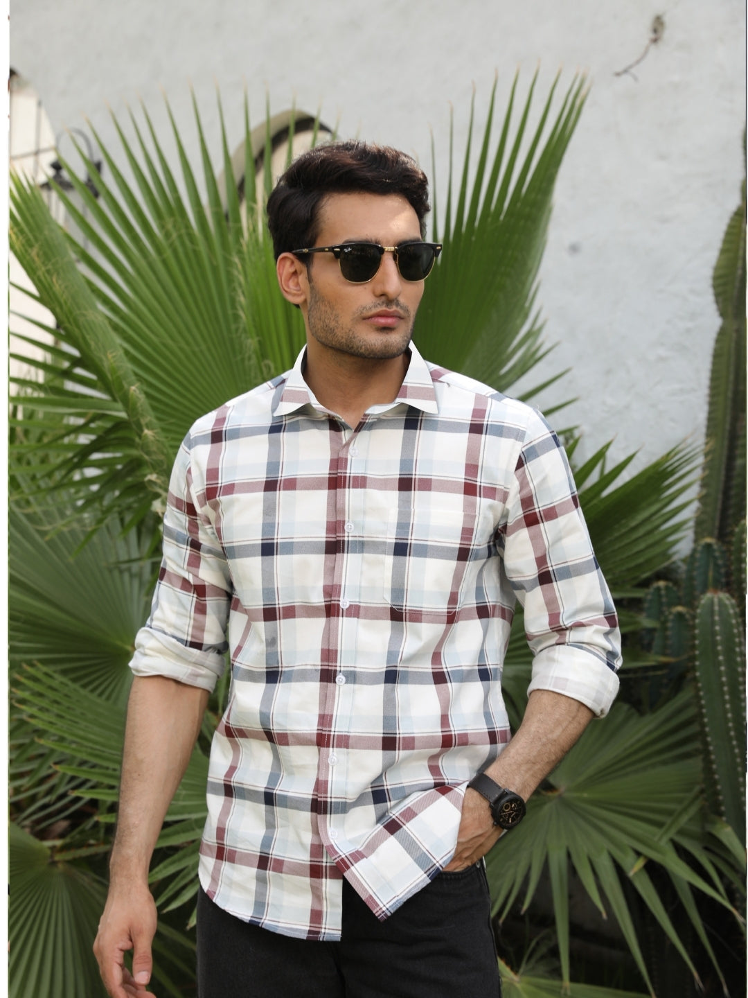 Red & Blue Checks Cotton Shirt
