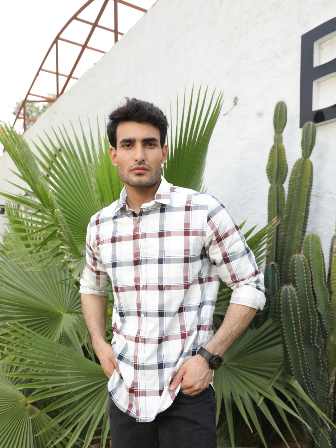 Red & Blue Checks Cotton Shirt