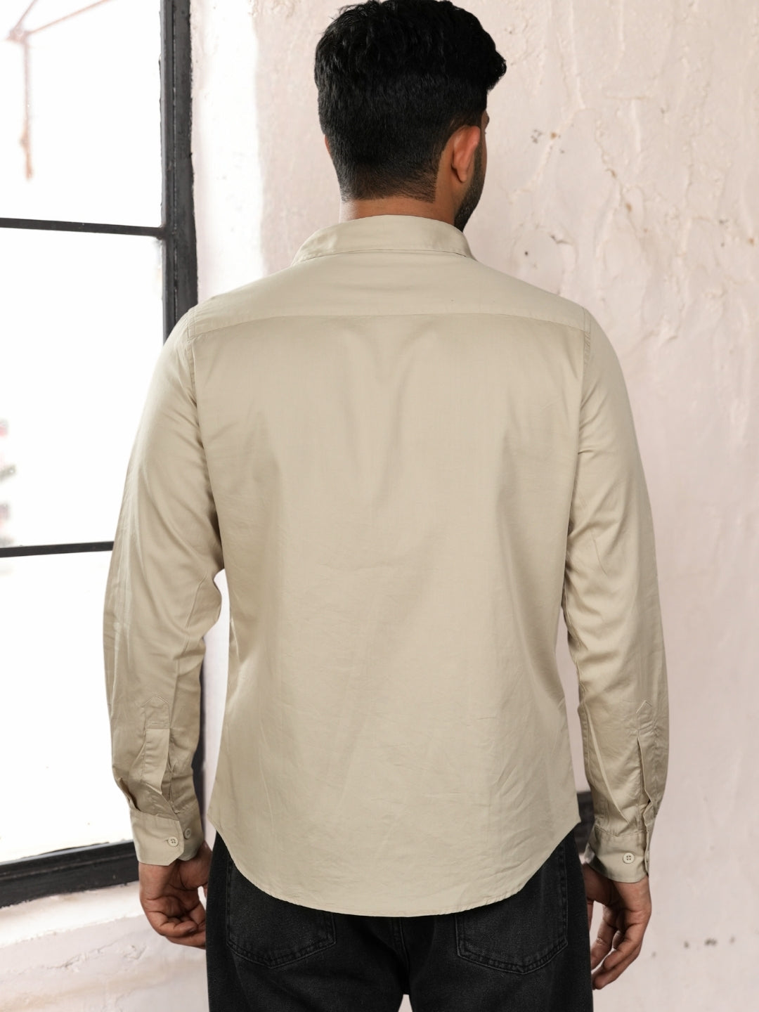 Ivory Cut & Sew Cotton Shirt
