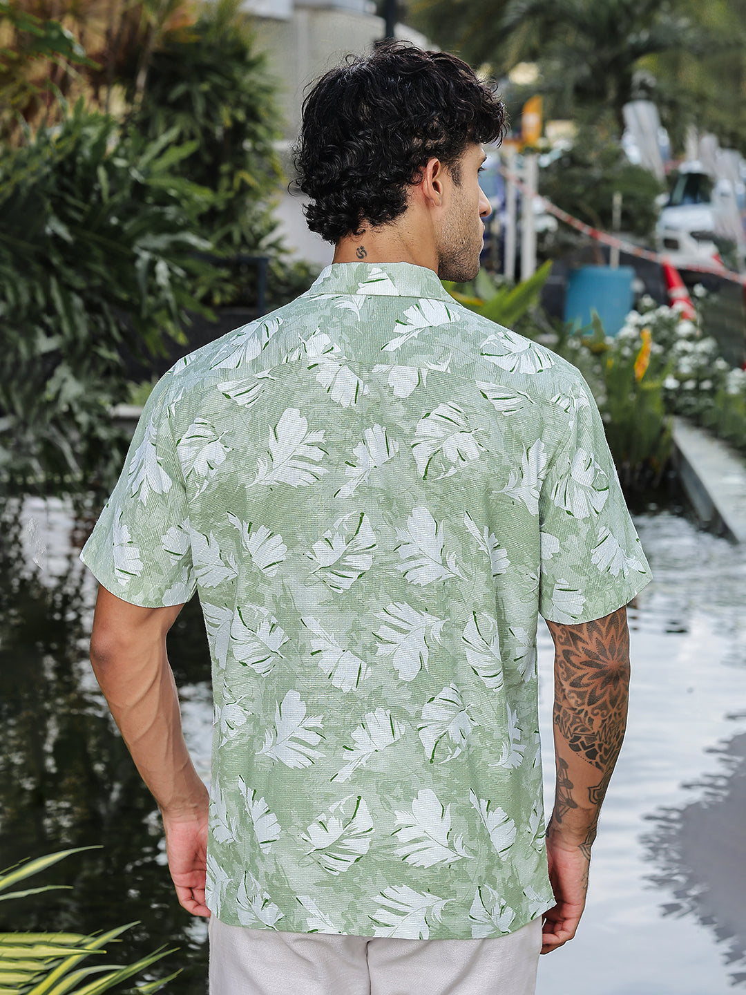 Light Green Printed Rayon Shirt