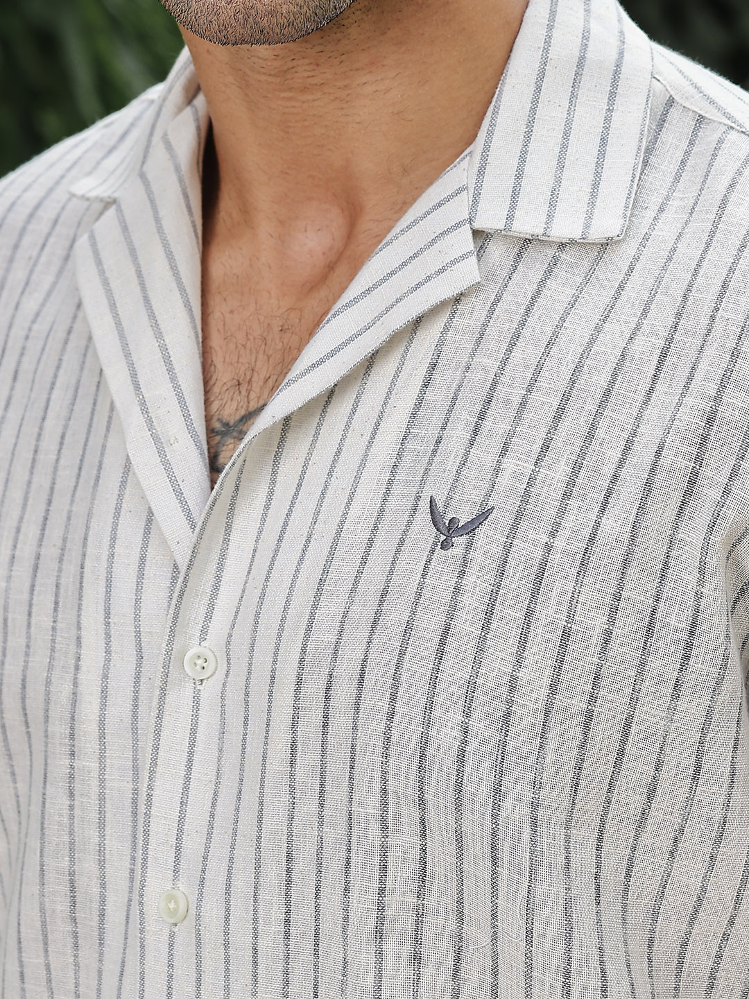 Grey Striped Linen Shirt