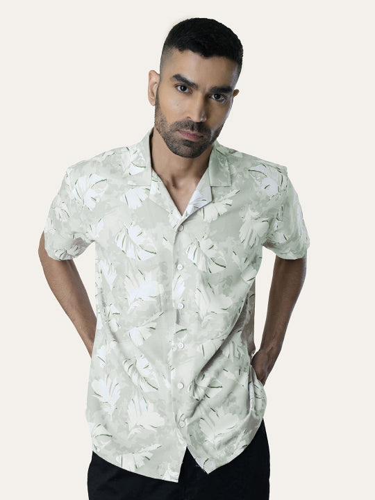 Light Green Printed Rayon Shirt