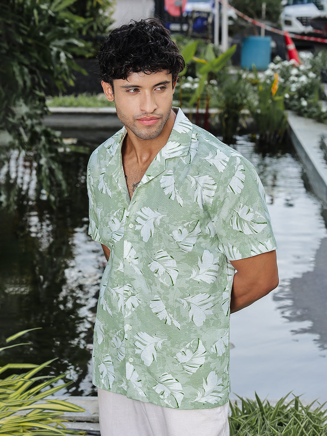 Light Green Printed Rayon Shirt