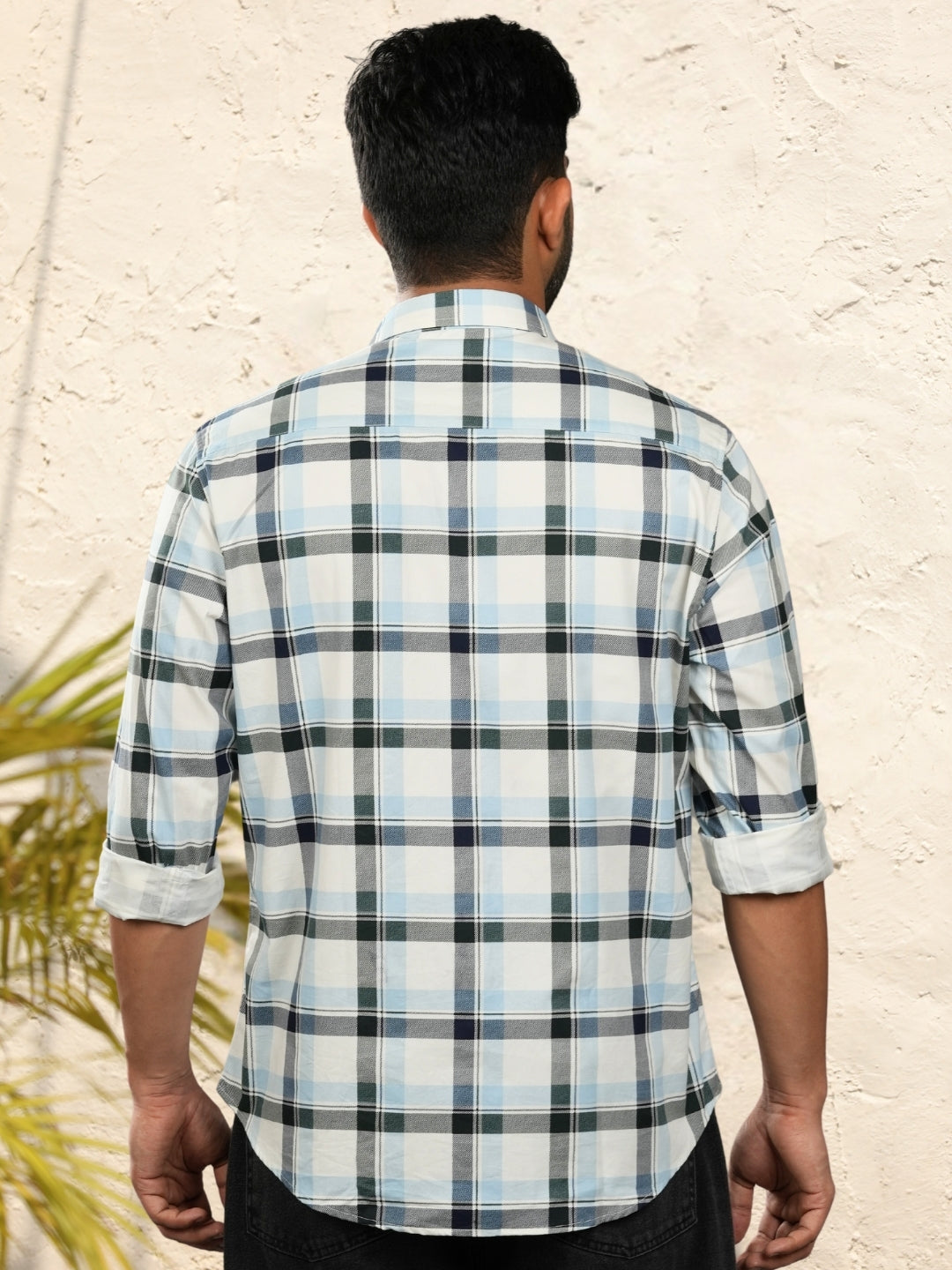 Sky Blue Checks Cotton Shirt