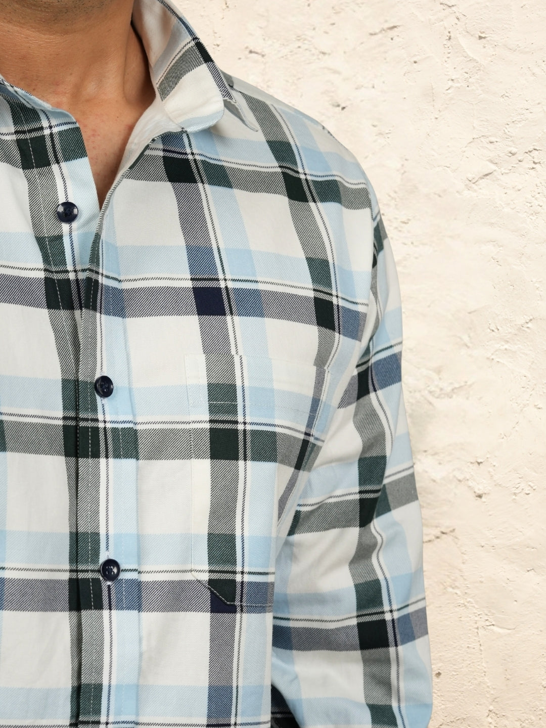 Sky Blue Checks Cotton Shirt