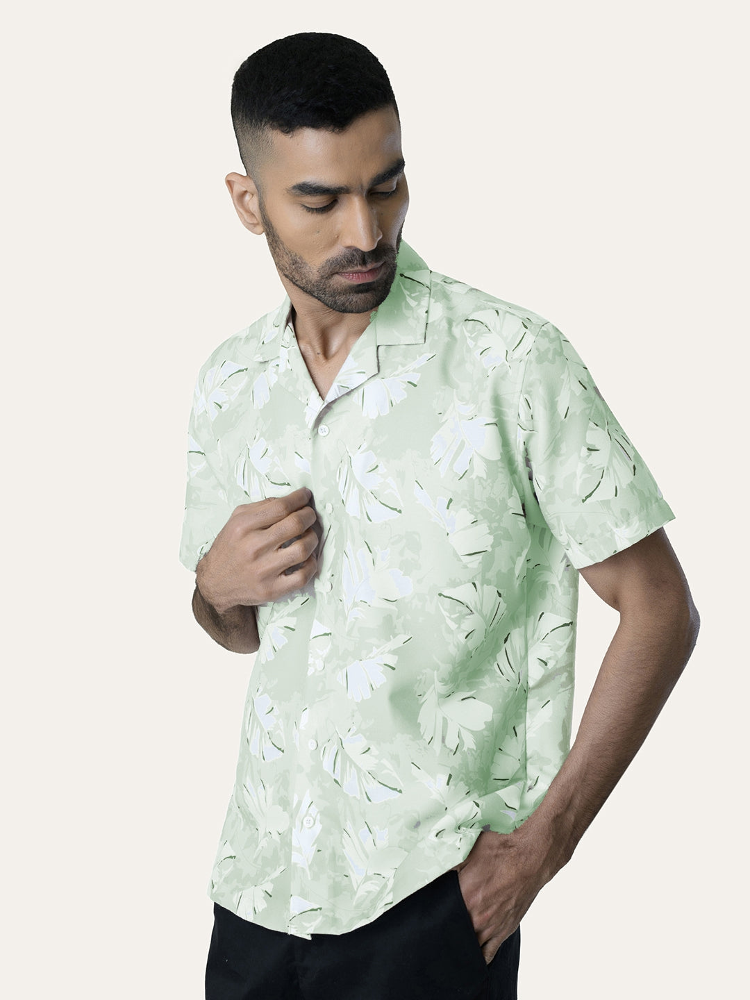 Light Green Printed Rayon Shirt