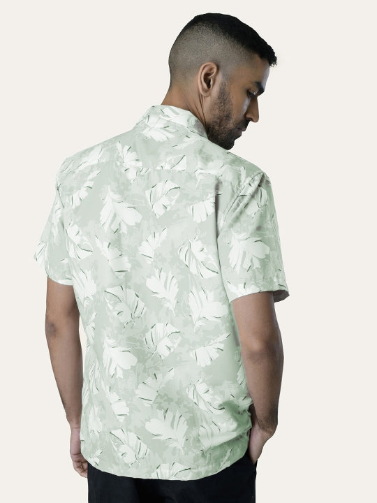 Light Green Printed Rayon Shirt
