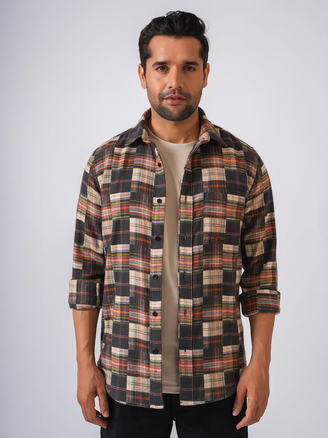 Red Checked Slim Fit Flannel Cotton Shirt