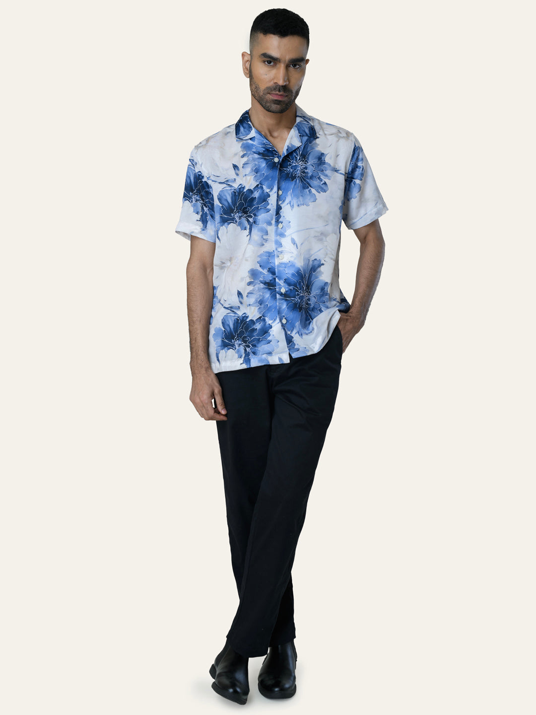 Off White Printed Rayon Shirt