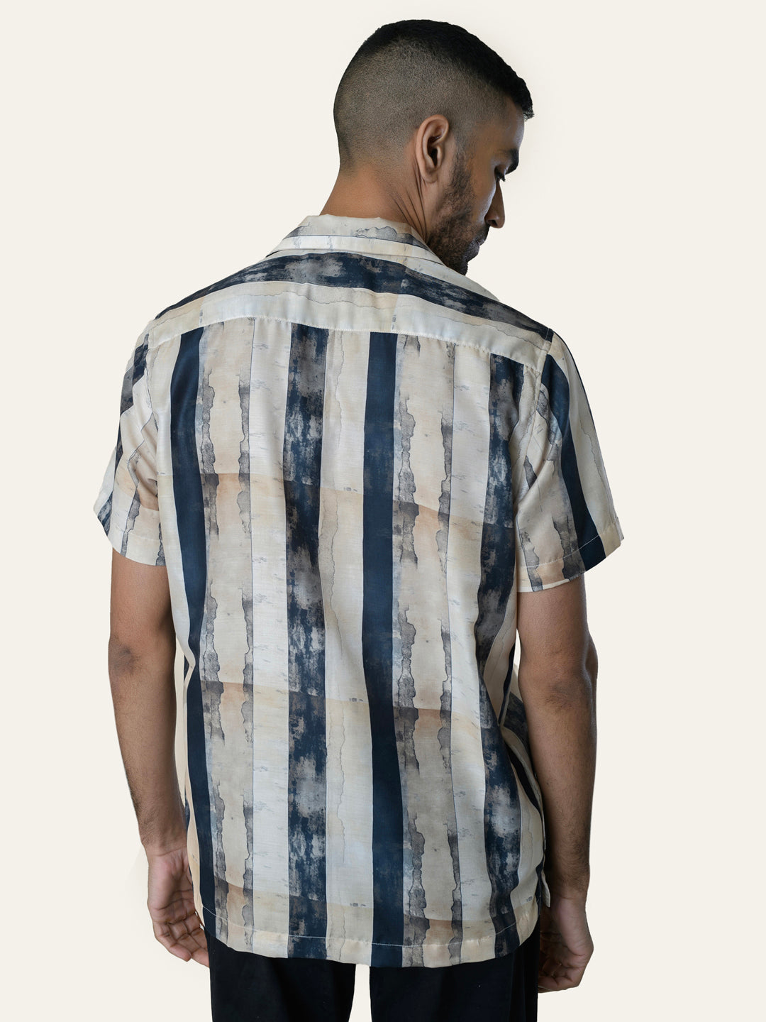 Cream Striped Rayon Shirt