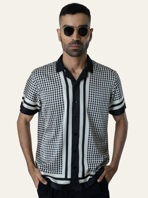 Cream Printed Satin Shirt