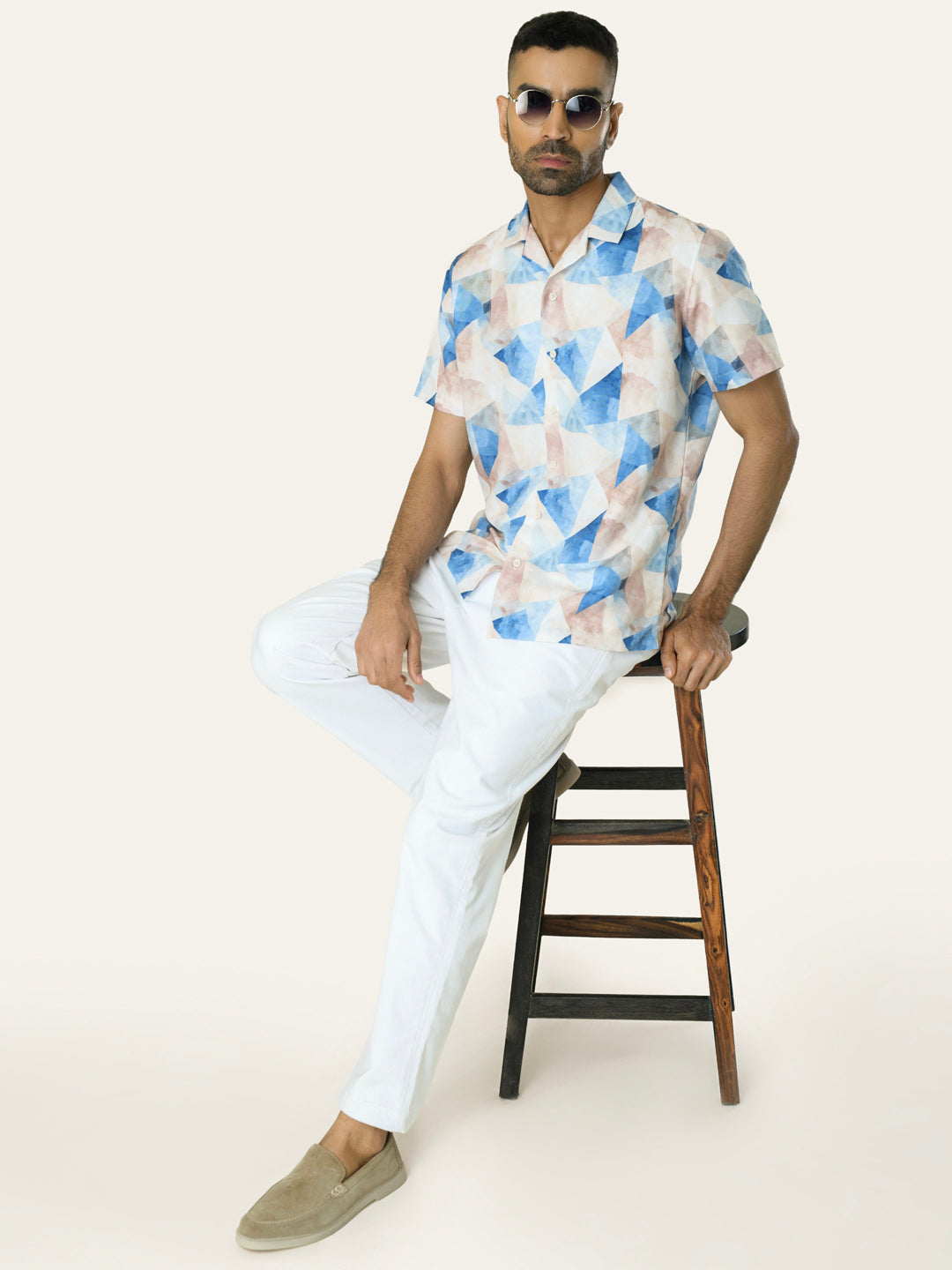 Blue Printed Rayon Shirt