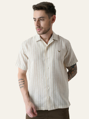 Mustard Striped  Linen Cotton Shirt