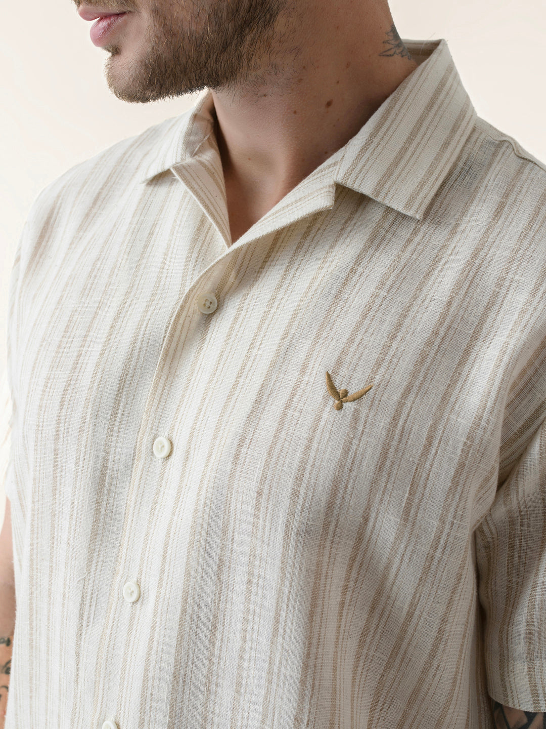 Mustard Striped  Linen Cotton Shirt