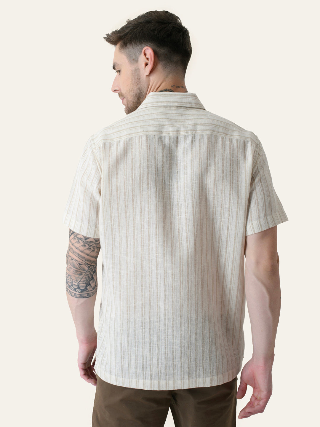 Mustard Striped  Linen Cotton Shirt