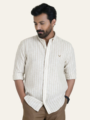 Mustard Striped Linen Cotton Shirt