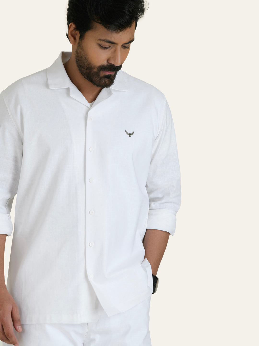 White Solid Linen Cotton Shirt