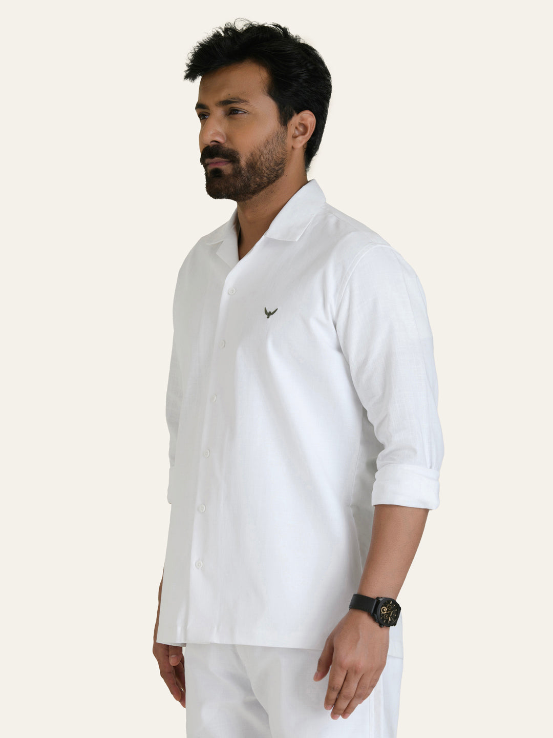 White Solid Linen Cotton Shirt