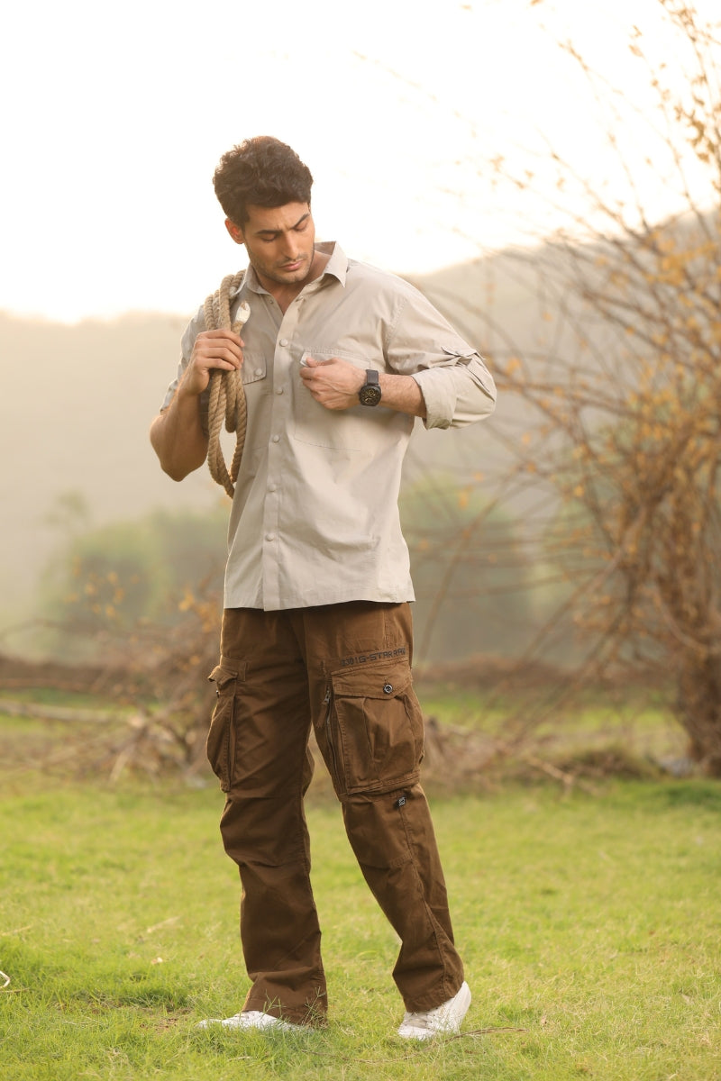 Beige Utility Box Fit Shirt