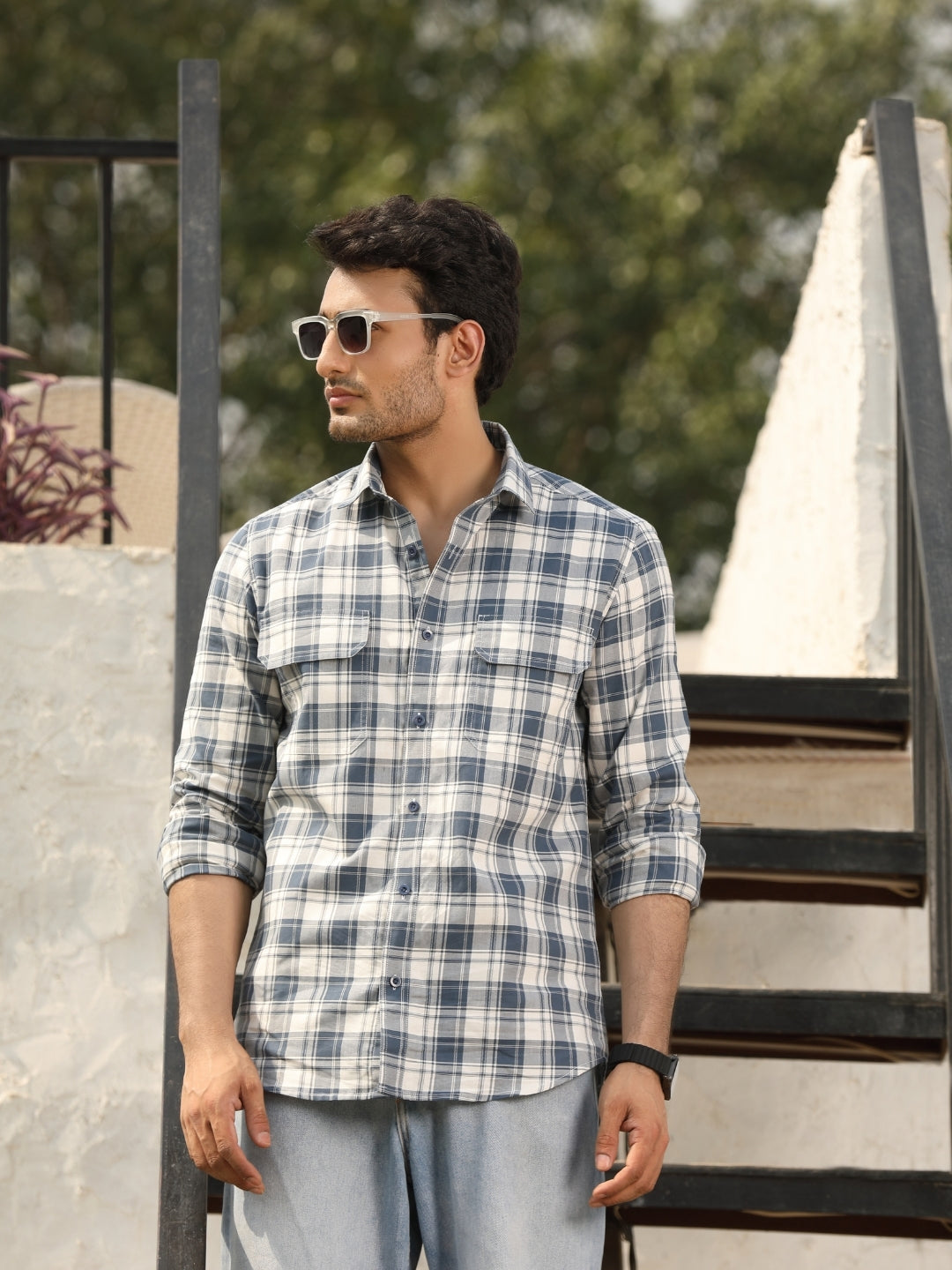 Cameo Blue checks shirt