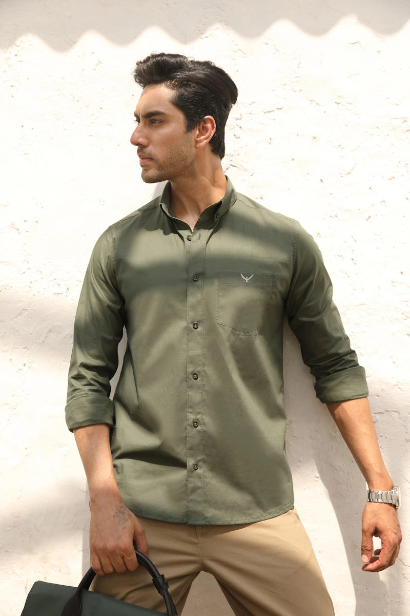 Emerald Green Cotton Solid Shirt