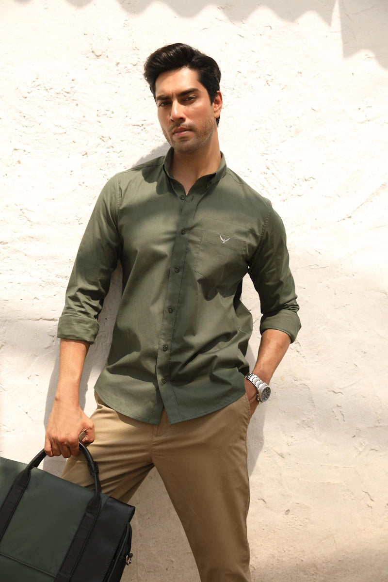 Emerald Green Cotton Solid Shirt