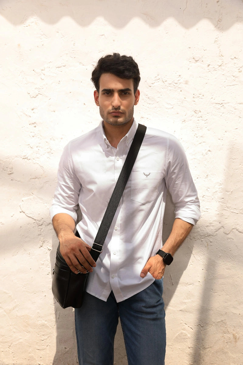 Crystal White Oxford Cotton Solid Shirt