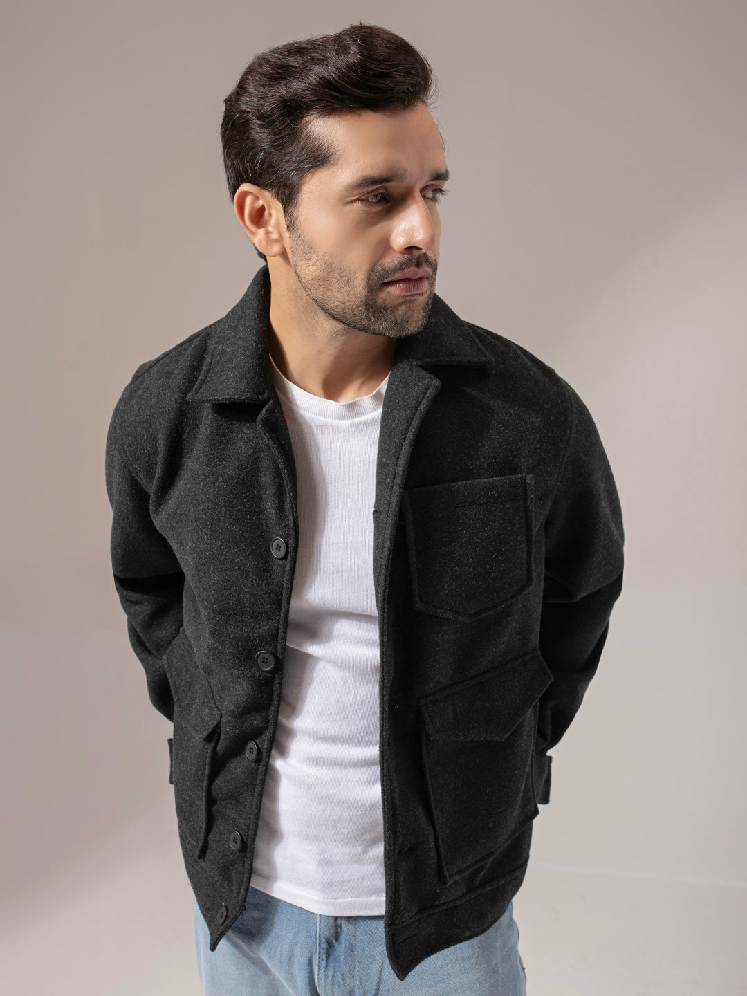 Dark Gray Solid Jacket