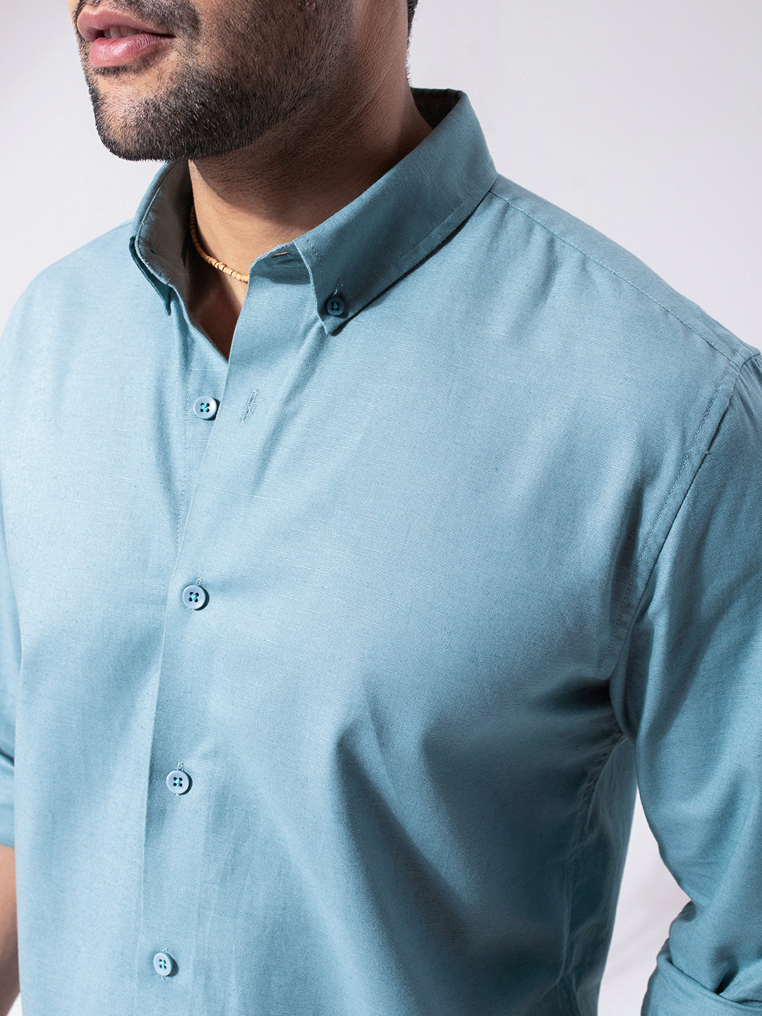 Aqua Blue Linen Blend Shirt                           ★ ★ ★ ★ ★ (64)