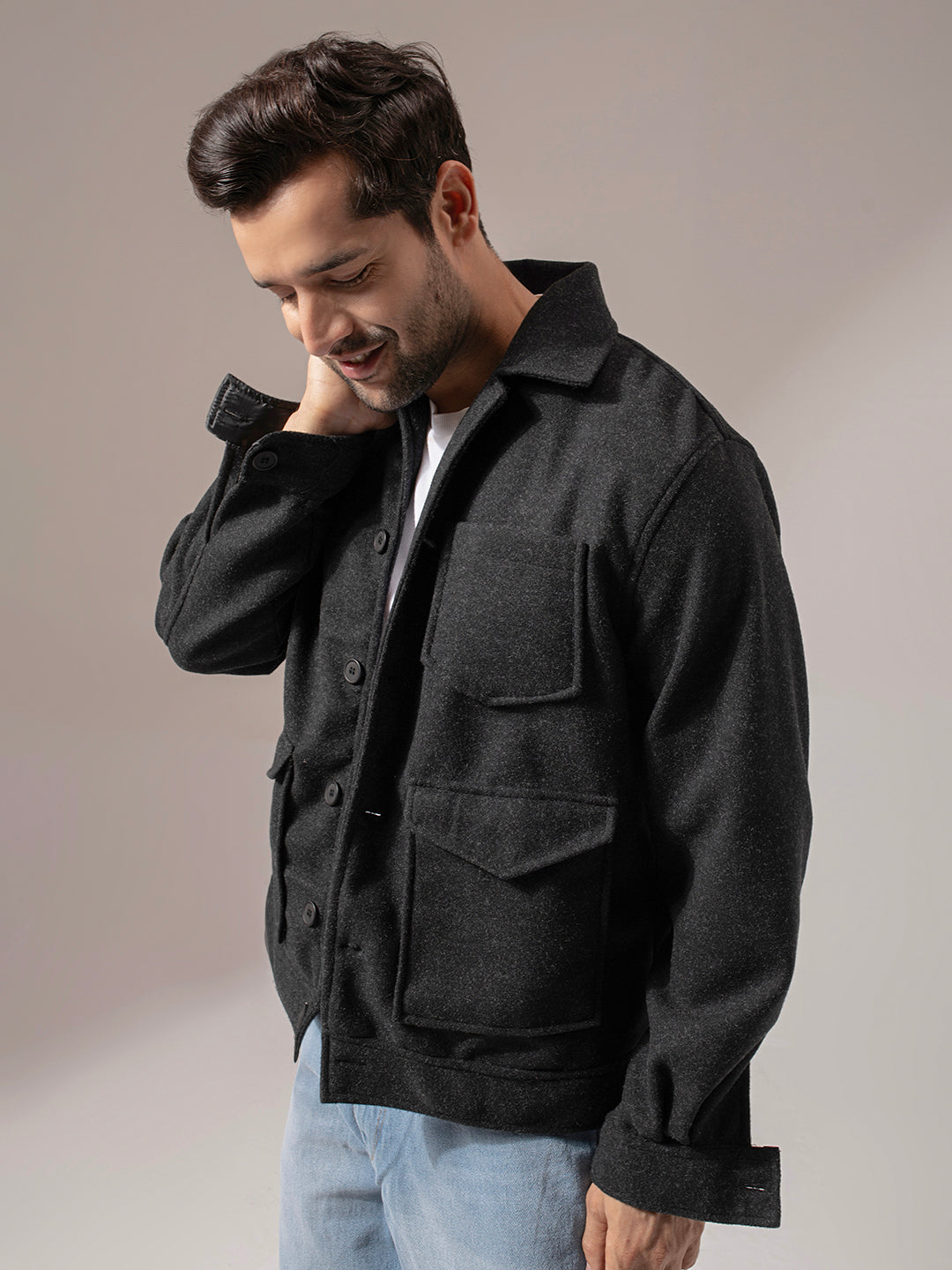 Dark Gray Solid Jacket