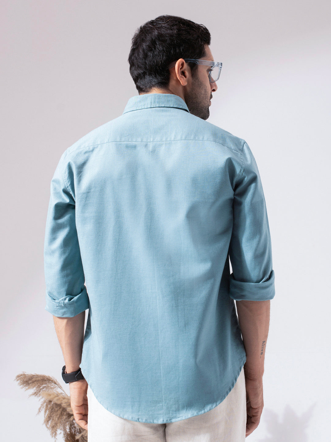 Aqua Blue Linen Blend Shirt                           ★ ★ ★ ★ ★ (64)