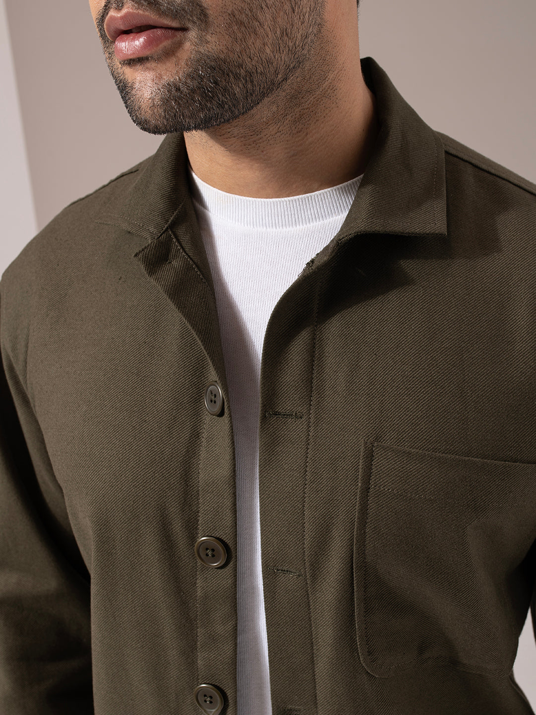 Olive Green Utility Box Fit Shacket