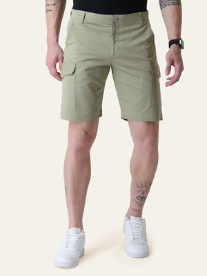 Twill Cotton Pista Green Solid Shorts