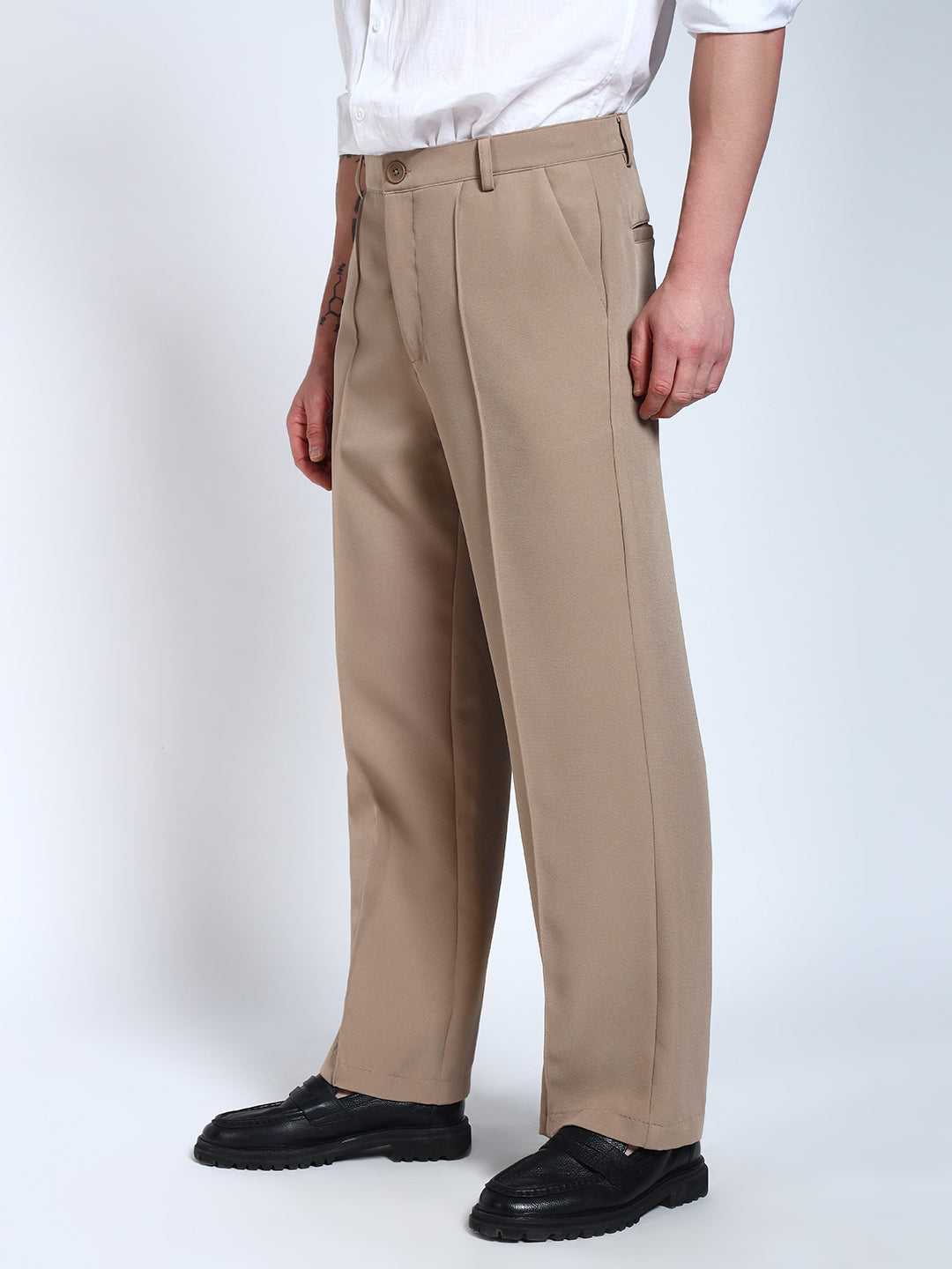 Fawn Solid Pintuck Korean Pants
