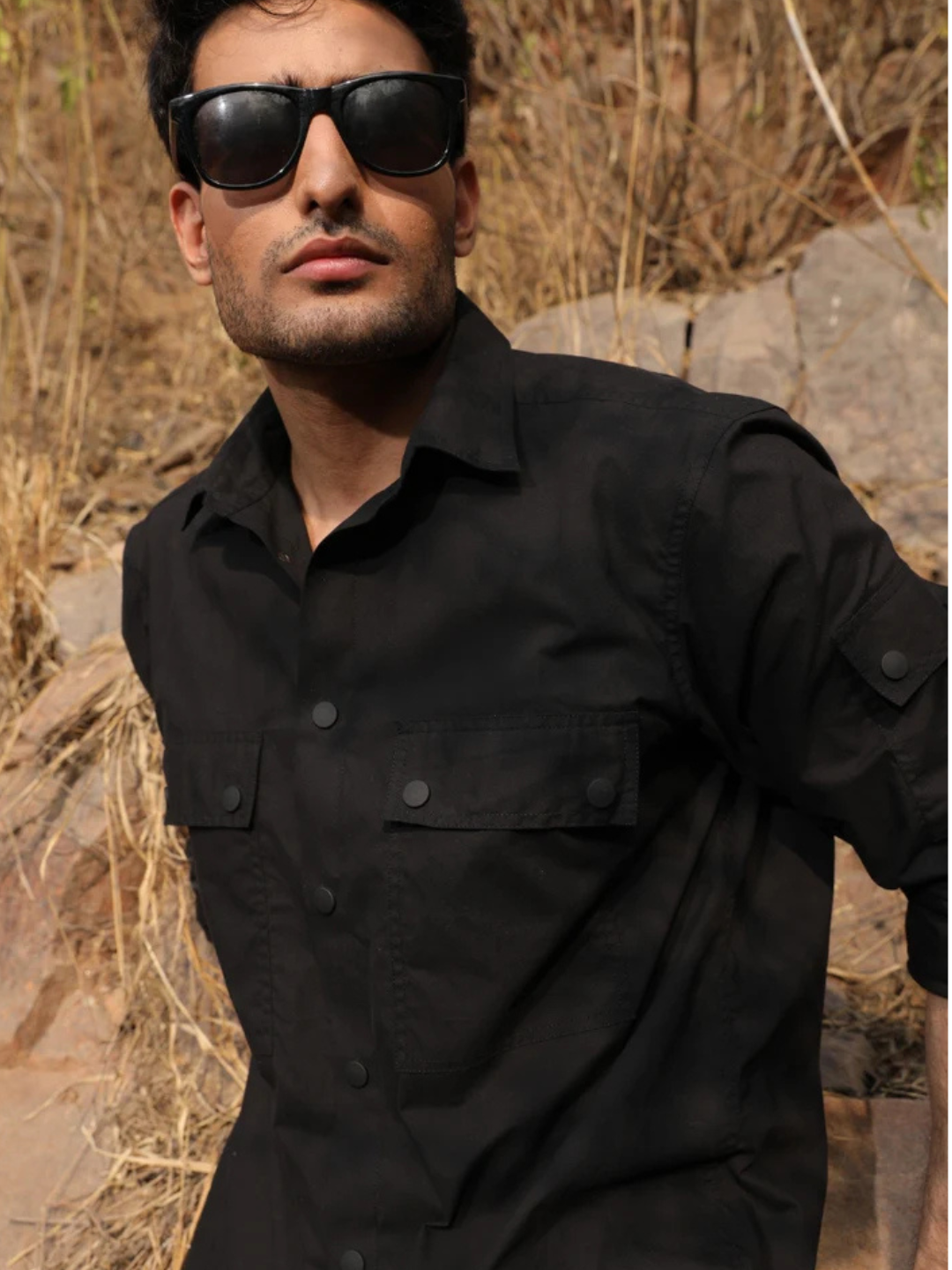 Black Utility Box Fit Shirt