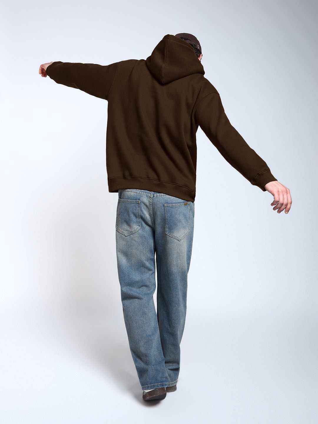 Brown Solid Regular Fit Hoodie Sweatshirt