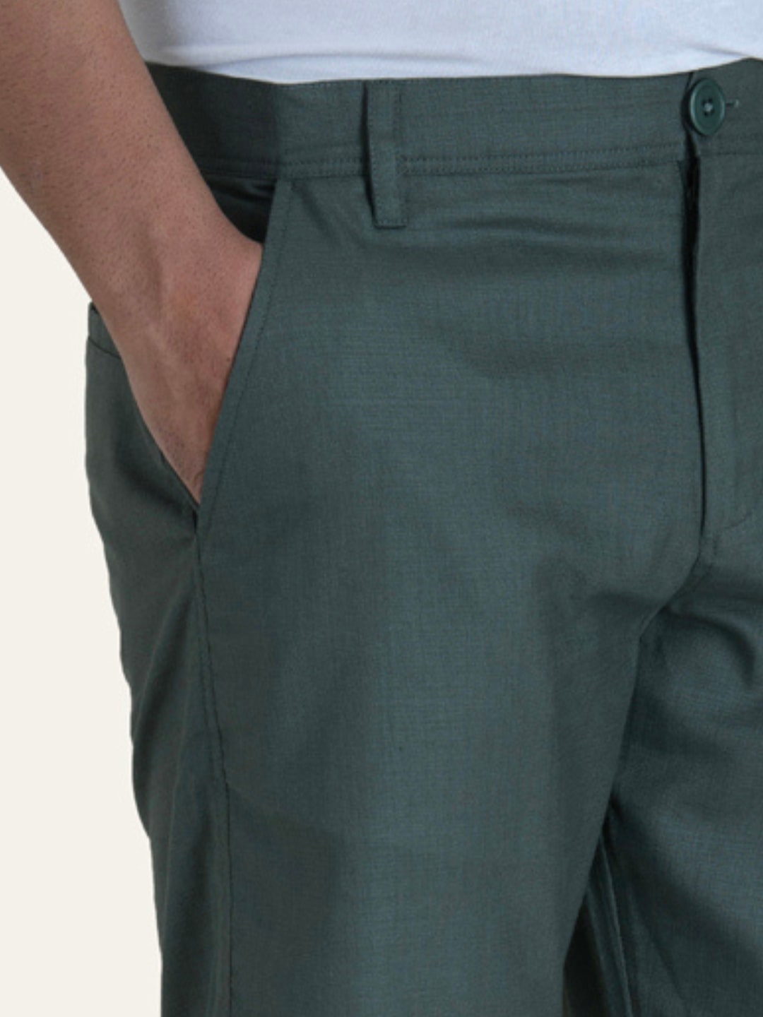 English Green Linen Solid Shorts