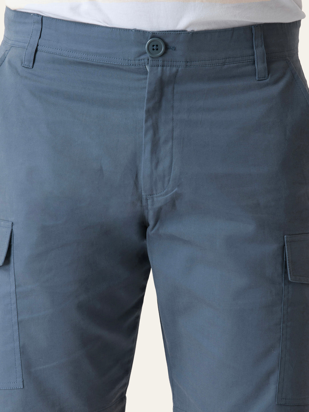 Twill Cotton Blue Solid Shorts