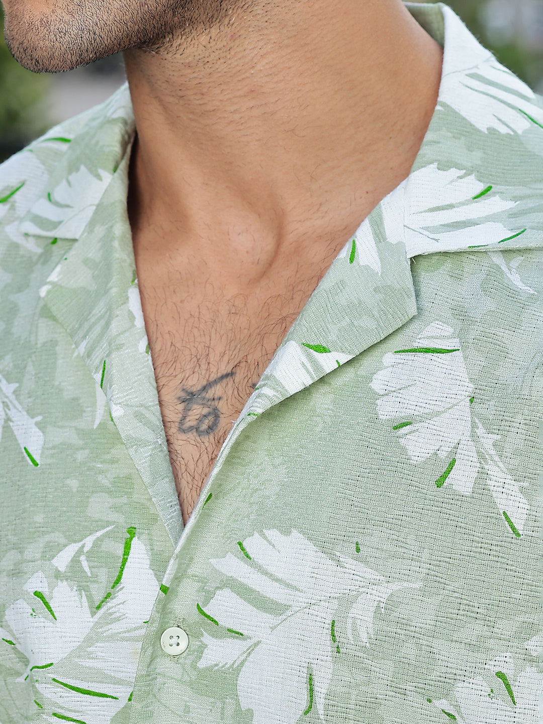 Light Green Printed Rayon Shirt