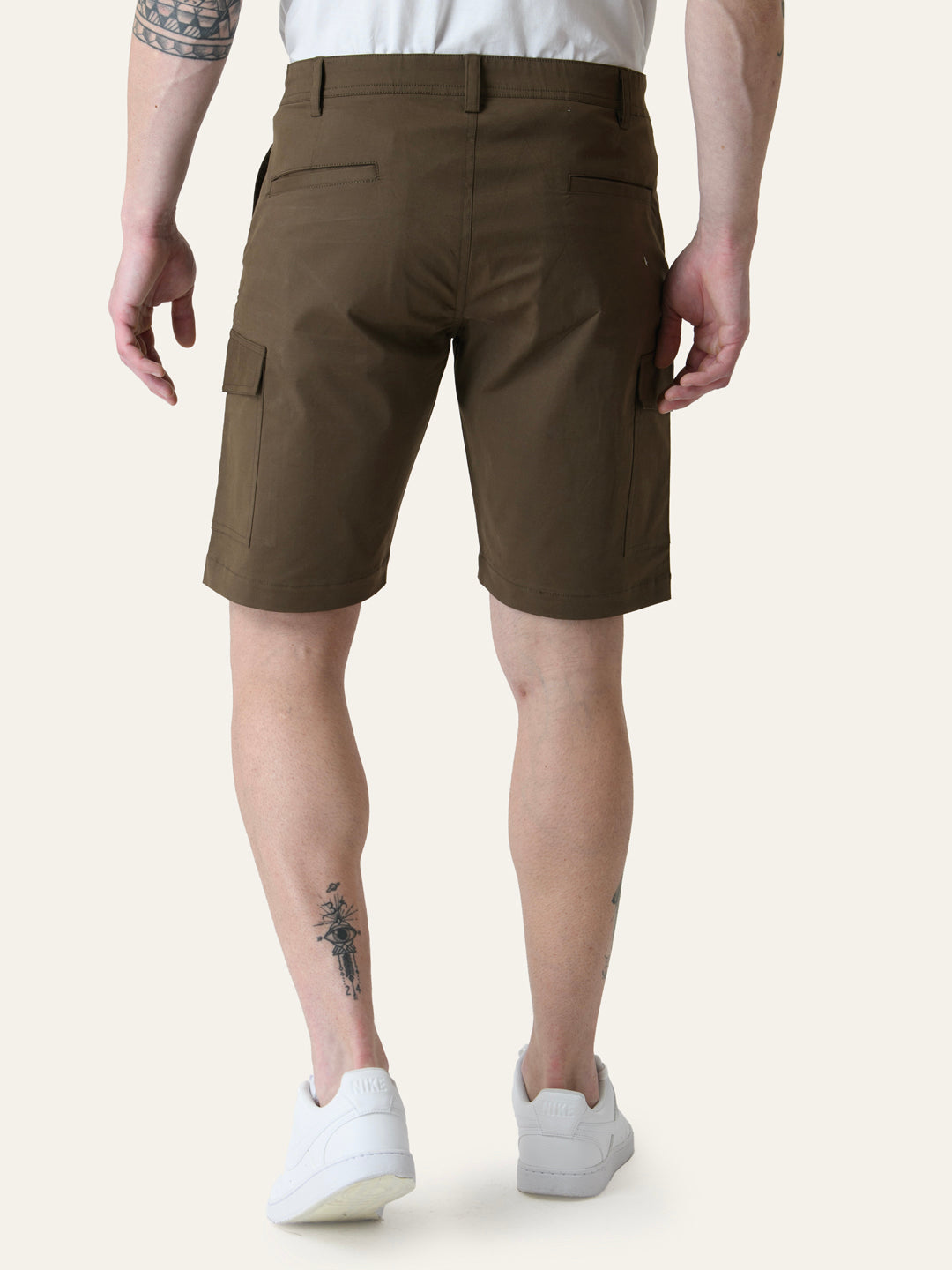 Twill Cotton Brown Solid Shorts