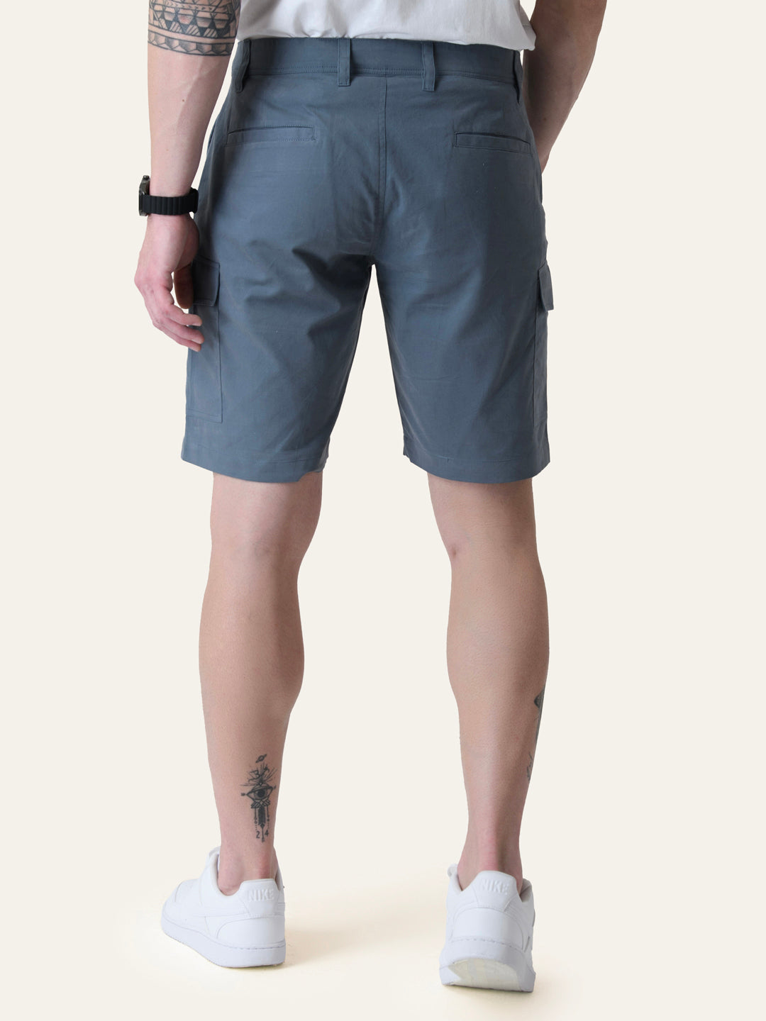 Twill Cotton Blue Solid Shorts
