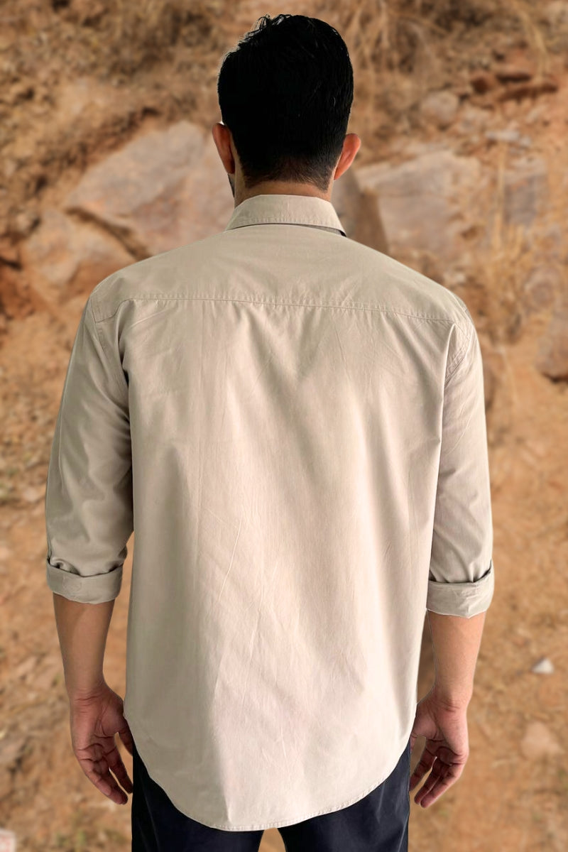 Beige Utility Regular Fit Shirt