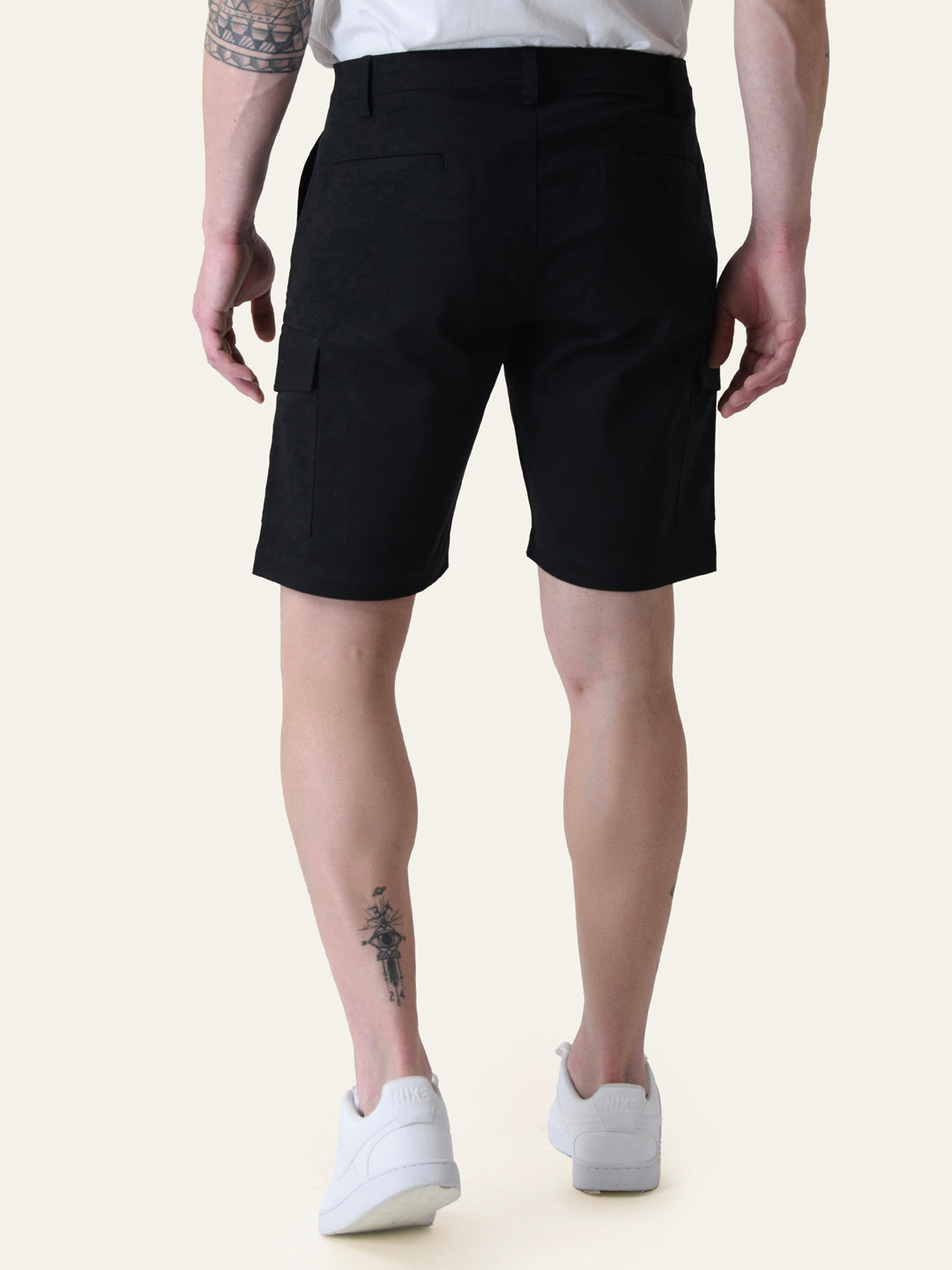 Twill Cotton Black Solid Shorts