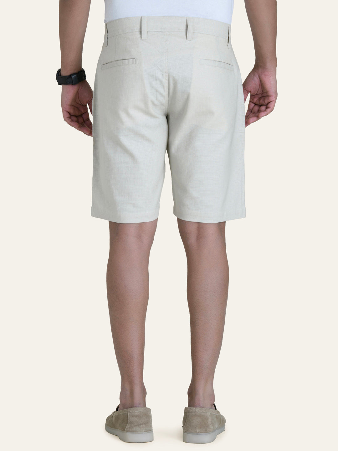 Linen Beige Solid Shorts