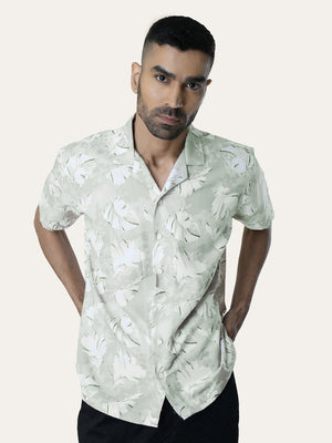 Light Green Printed Rayon Shirt