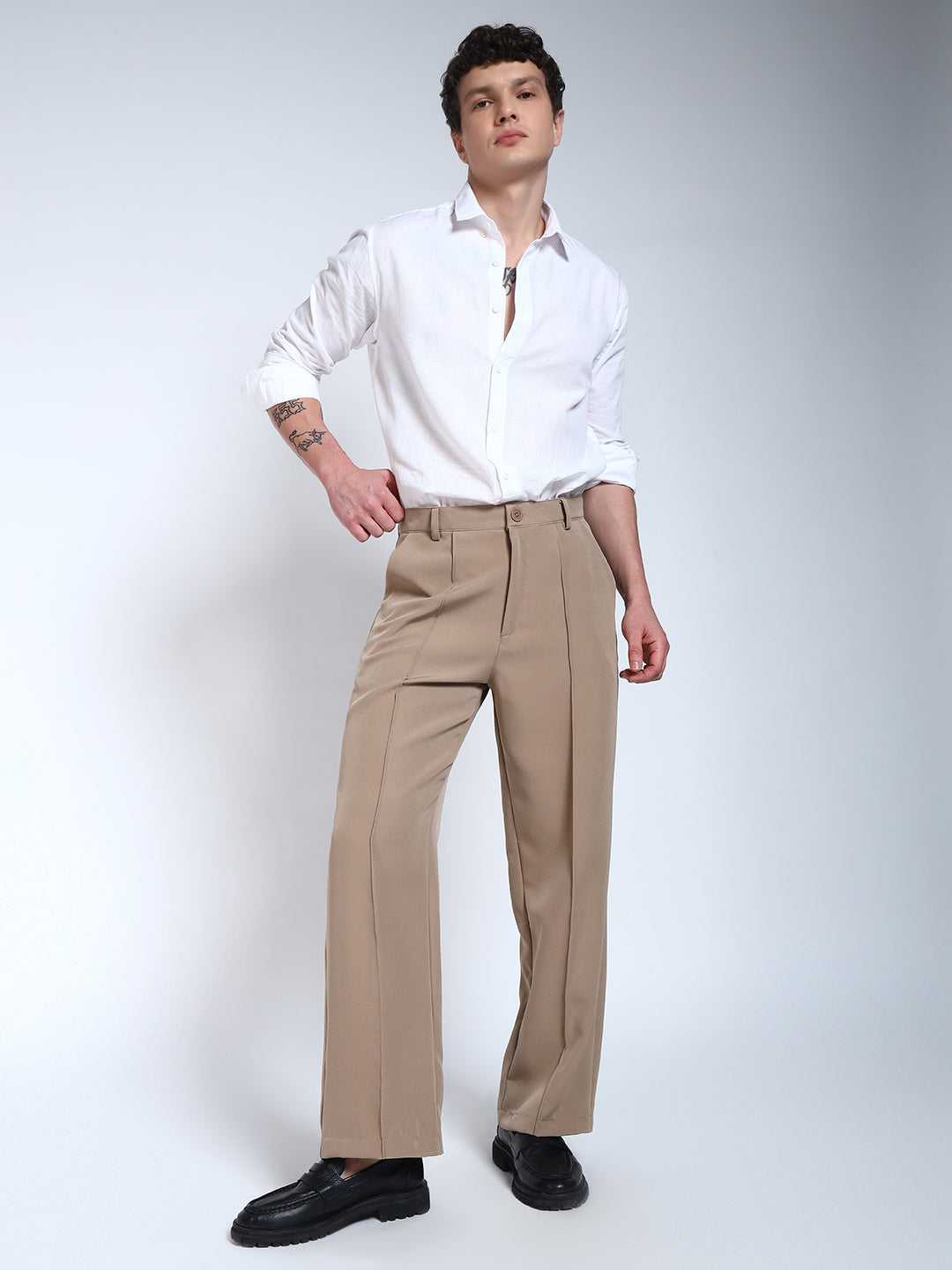 Fawn Solid Pintuck Korean Pants