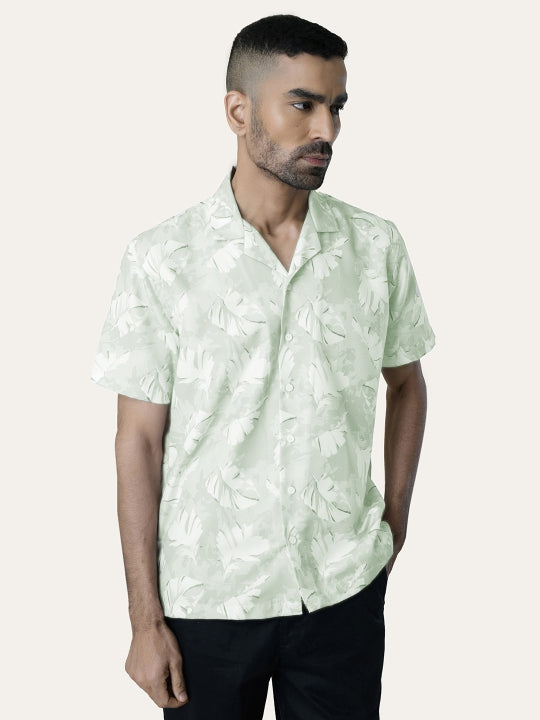 Light Green Printed Rayon Shirt