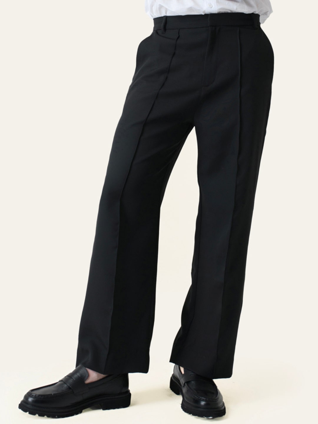 ☆韓国の人気☆【depound】☆pintuck chino pant.s☆パンツ☆ Black Solid Pintuck Korean Pants – P E R C H