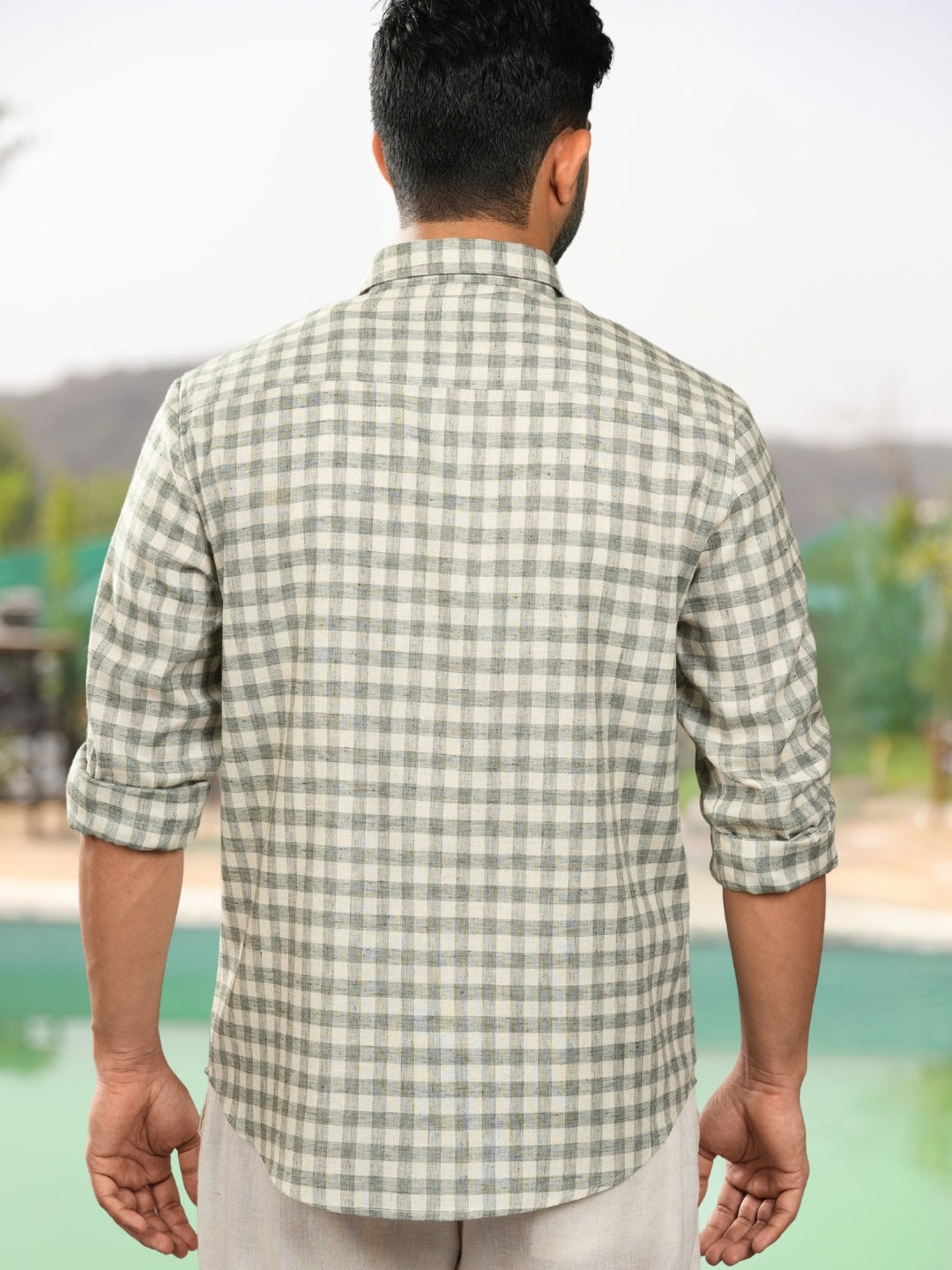 Meadow Green Checks Linen Cotton Shirt